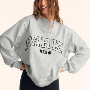 PARKE X SET ACTIVE XXL Gray Sweatshirt Mockneck Gray Grey Black Varsity Letters